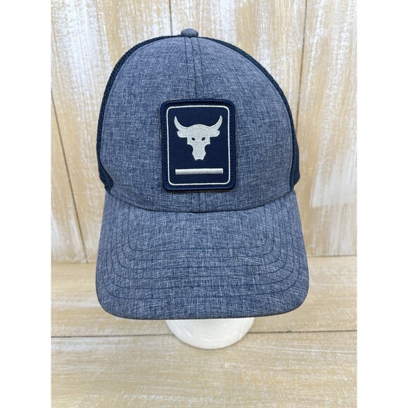 Under Armour Project The Rock Brahma Bull Snapback Blue Mesh Trucker Cap Hat - Picture 2 of 8